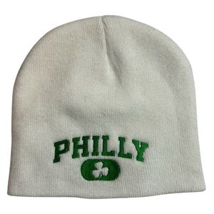 Philly‎ Irish Embroidered Beanie Hat White Green Unisex Winter Warm Casual